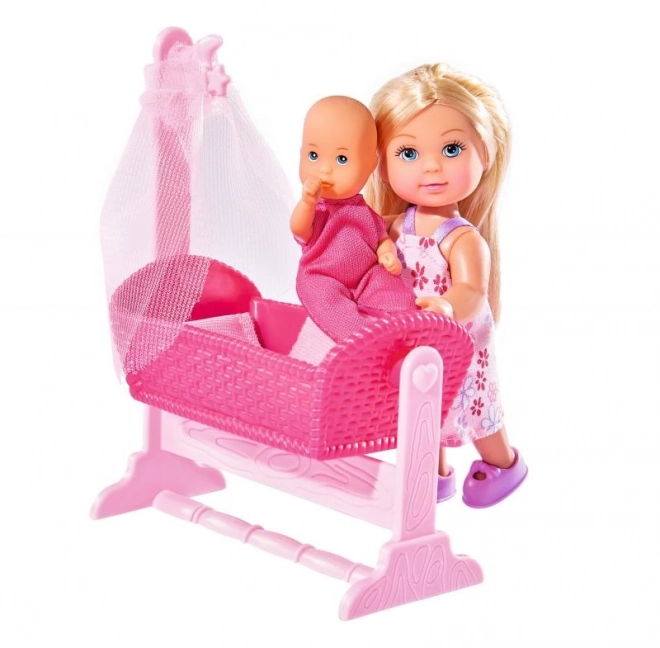 Dukke Evička med baby i vugge, 2 typer
