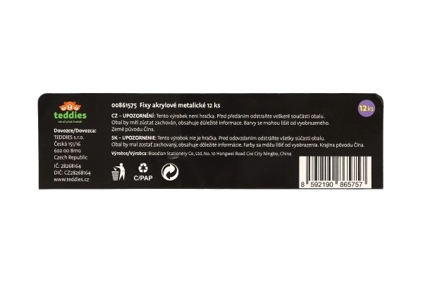 Fixy akrylmaling metallic 12 stk til keramik, glas, sten, spids 4 mm i bliste 18,5x12cm