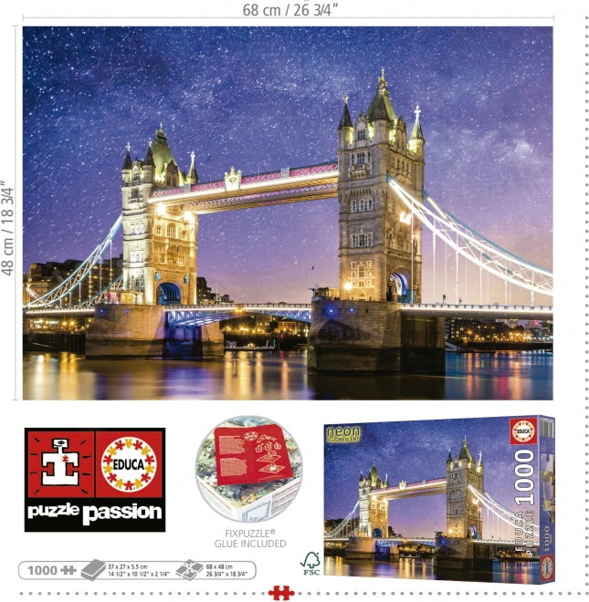 Lysende puslespil Tower Bridge i London 1000 brikker