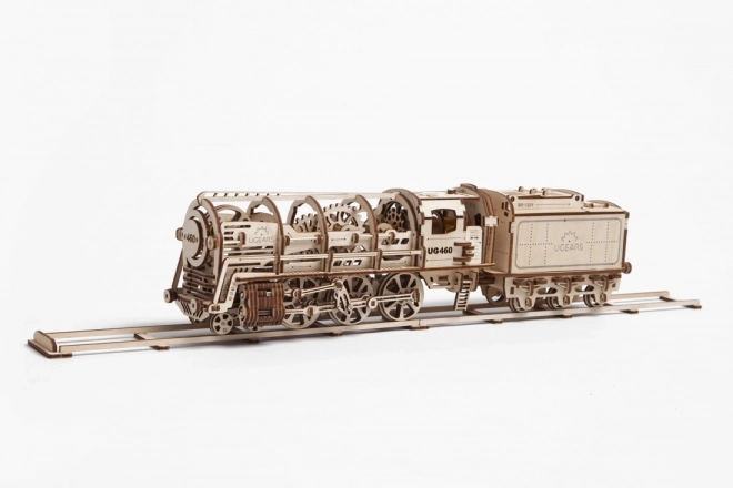 Mekanisk trpuslespil i træ UGEARS - Damplokomotiv med tender