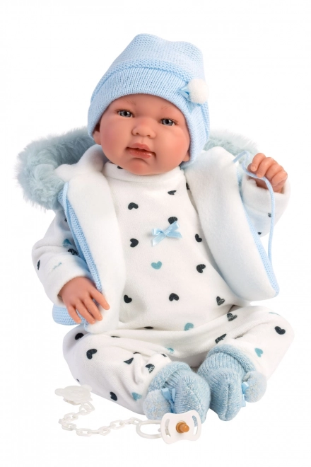 Llorens 84439 NEW BORN - realistisk dukke baby med lyde og blødt stoflegeme - 44 cm