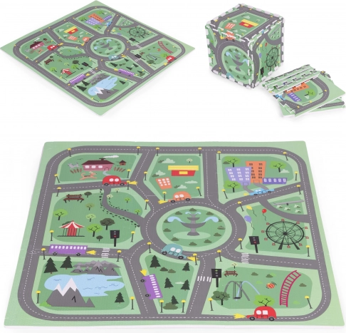Stor skumpuslespilsmåtte til børn – bymotiv 90,5 × 90,5 cm, 21 stk. ECOTOYS