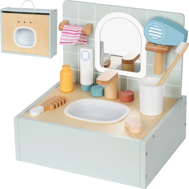 Træbadeværelse med toilettilbehør fra Tooky Toy