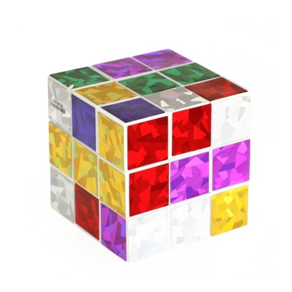 Terning sammenklappelig puslespil plast glitrende 6,5x6,5cm i pose