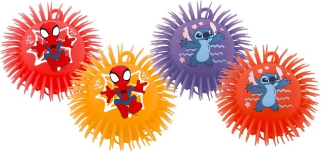 Pjusket gummibold 230 mm – SPIDEY og STITCH (mix motiver)