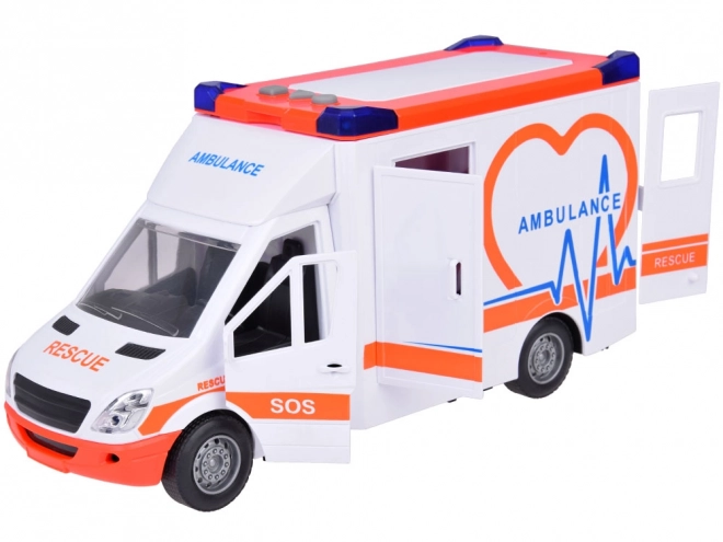 Interaktiv ambulance med åbningsbare døre og lys- og lydeffekter