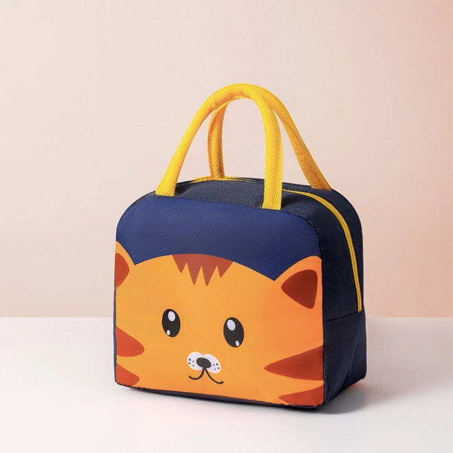 Termo-isoleret frokosttaske med kattemotiv blå 23 cm