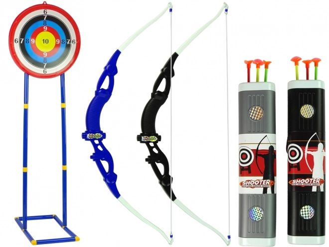 Skydesæt Bue Skjold på stativ 134 cm Pilekogger Pistol