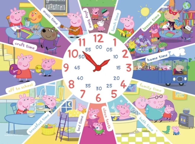 Puslespil med ur GRISEN PEPPA XL 60 brikker