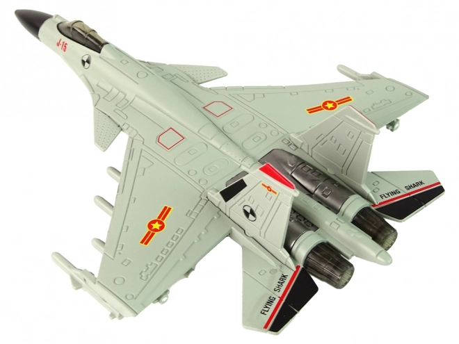 Jagerfly med friktionsdrev 1:72 grå