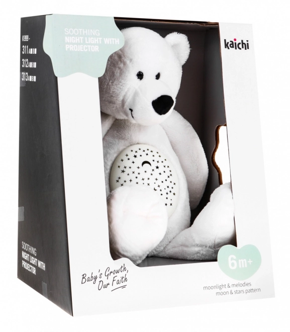 Bamse sut 3-i-1 til b8rn fra 6m+ Sensorisk legetf8j + Projektor + Musikboks + Plys legetf8j