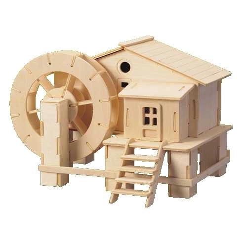 Woodcraft Træ 3D puslespil vandmølle