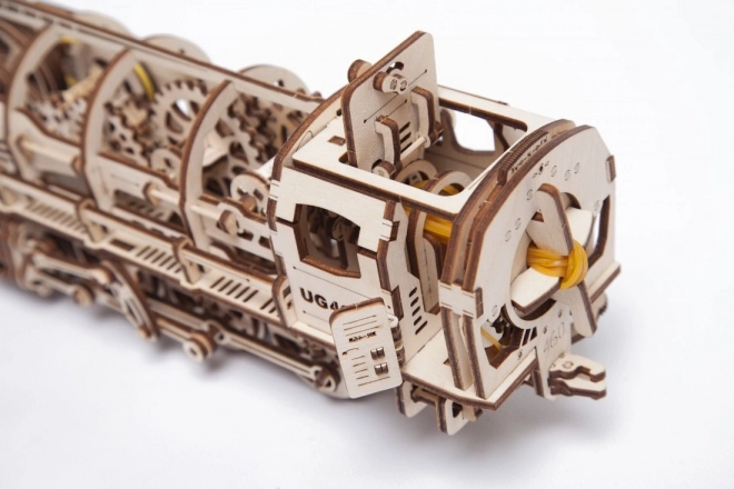 Mekanisk trpuslespil i træ UGEARS - Damplokomotiv med tender