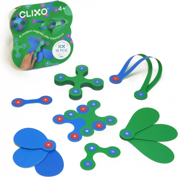 Magnetisk byggeplade Clixo Itsy, grøn/blå