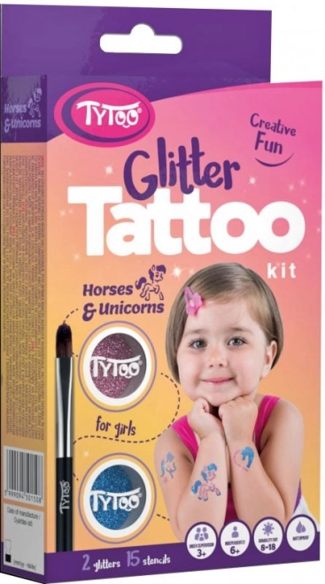 TyToo heste og enhjørninger glitrende tatoveringer