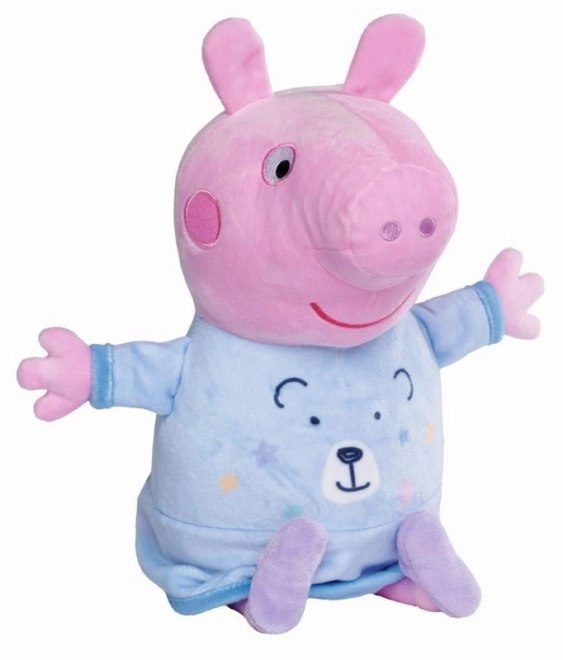 Peppa Pig 2-i-1 plys-sovekammerat spil + lys, blå, 25 cm