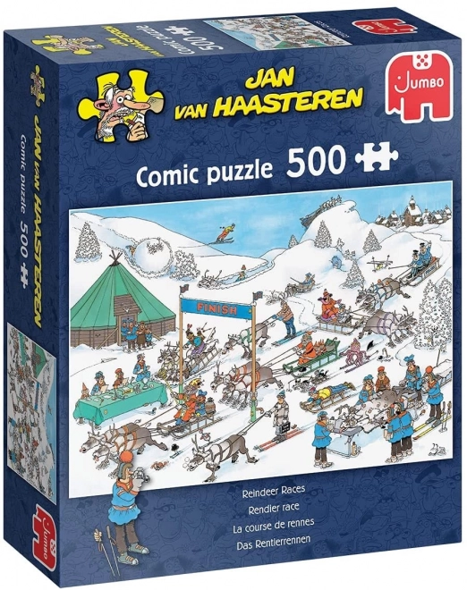 Puslespil Rensdyrvæddeløb 500 brikker af Jan van Haasteren