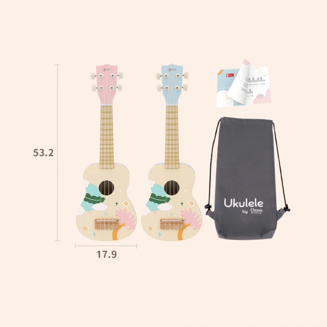 Klassisk verdens pink træ-ukulele til børn