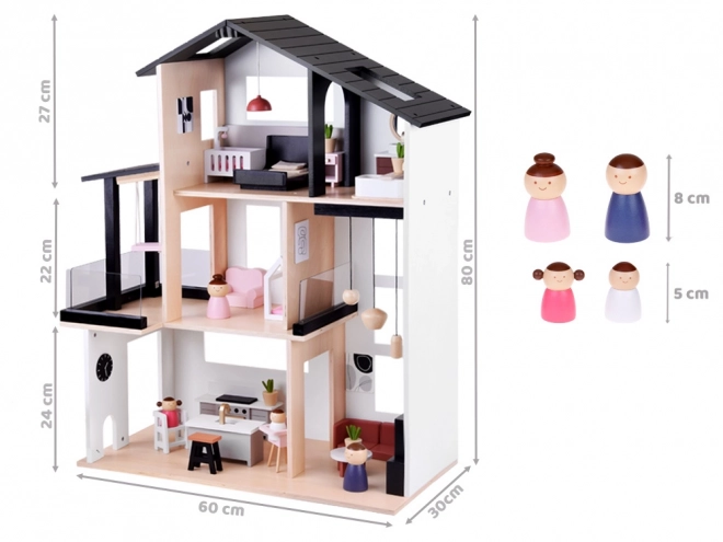 Træ Dukkehus i Loft Stil