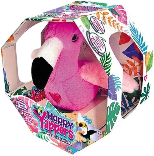Interaktiv plysbamse-flamingo Happy Yappers – talende og bevægelig legetøj med USB