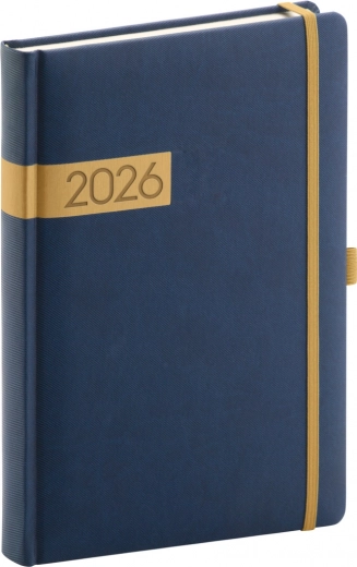 Daglig dagbog Twill blå-guld 2026