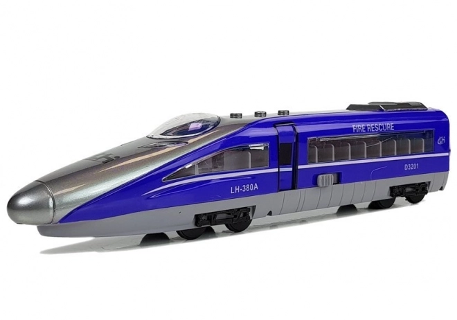 Tog Pendolino med strækning blå med lyd og lys