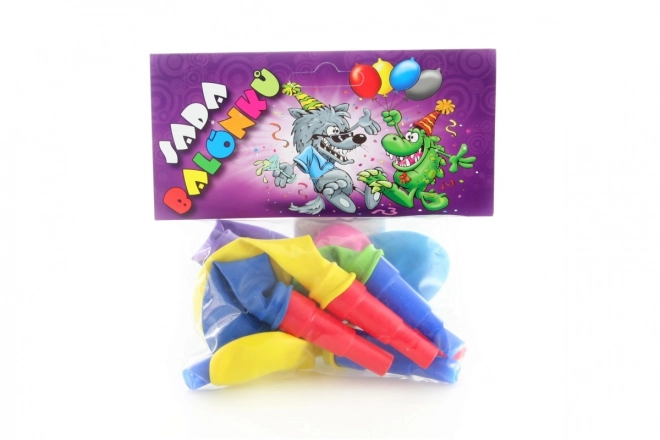 Oppustelige balloner med fløjte, sæt med 7 stk