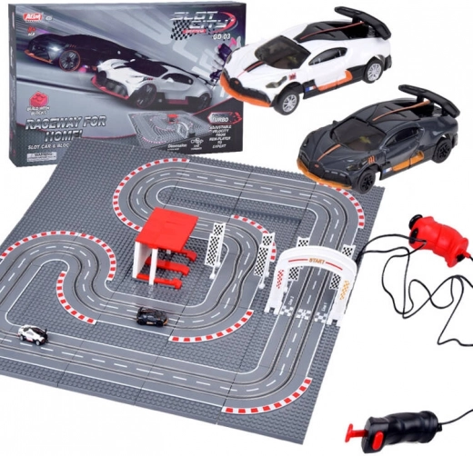 BUGATTI racerbane af klodser med 2 biler med fjernbetjening