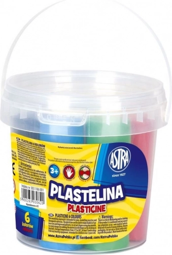 Plastelina ASTRA – sæt med 6 farver i spand