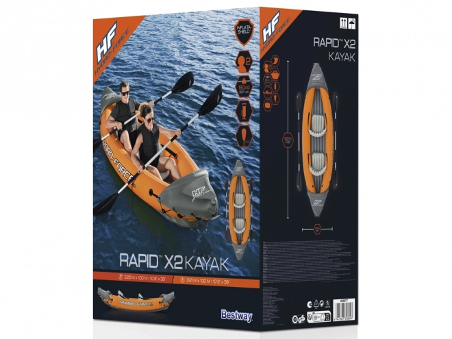 To-personers oppustelig kajak Lite Rapid X2 Bestway