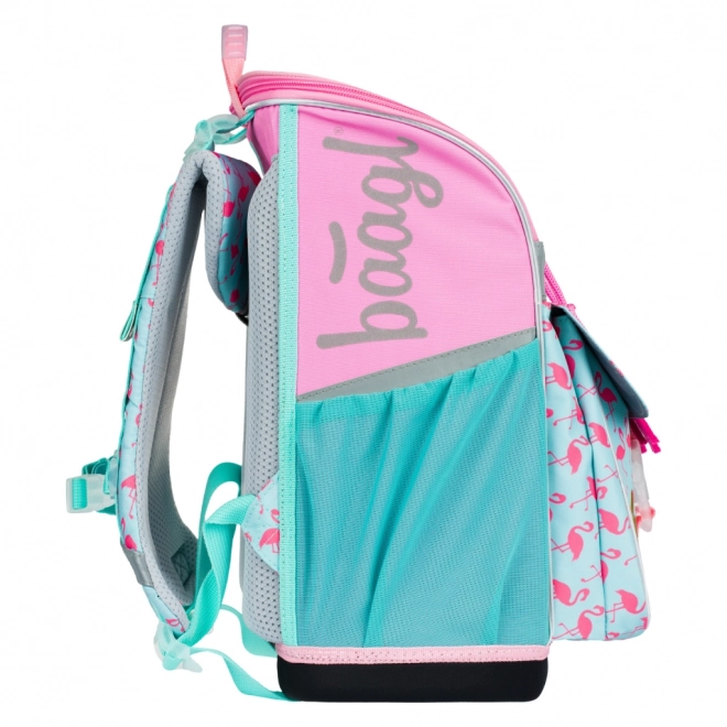 BAAGL 5 SET Zippy Flamingo: skoletaske, penalhus, pose, mapper, boks