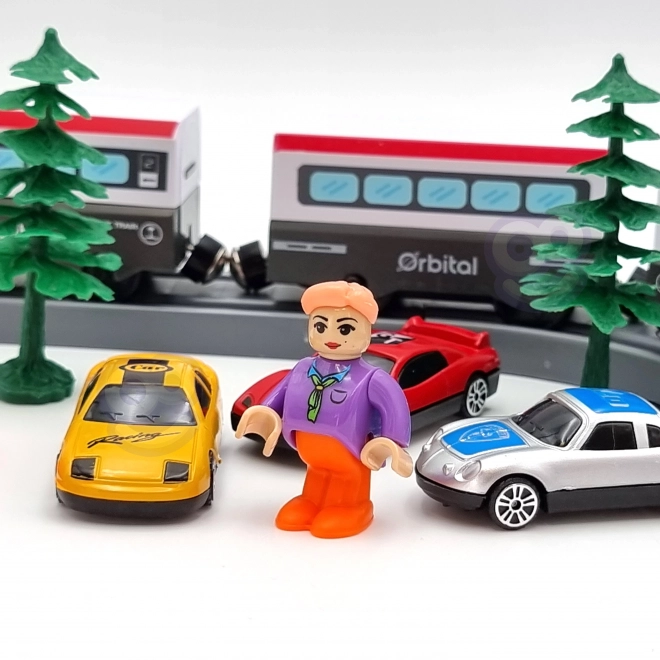 Elektrisk togbane med bro og tunnel