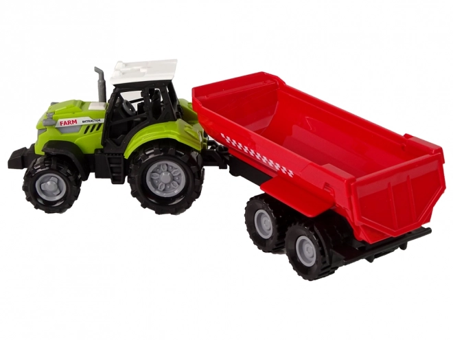 Grøn traktor med rød anhænger Lyd