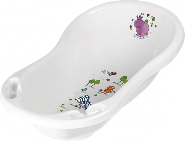 Babybadekar Hippo 84 cm med prop – hvid
