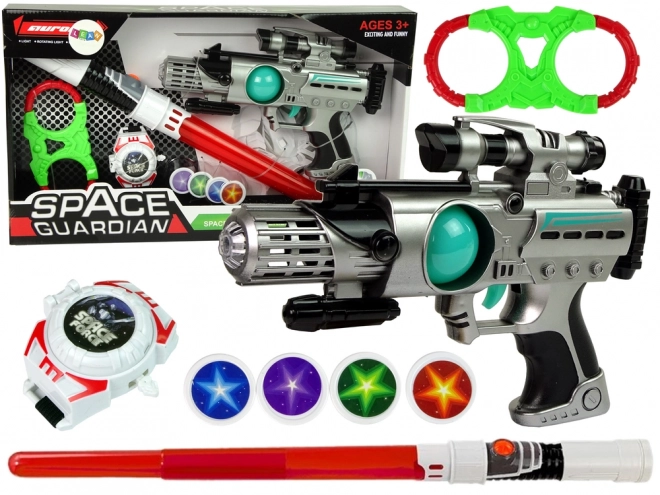 Sæt med rumvåben Space Guardian med laserpistol og sværd