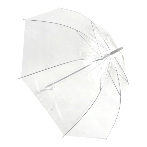 Paraply gennemsigtig hvid bryllup plast/metal 82cm i pose