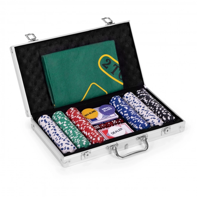 Blackjack Poker Sæt 300 jetoner 2 kortspil Spilleunderlag Låsbart transportetui
