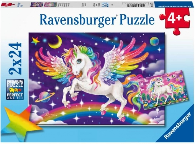 Puzzle Ravensburger – enhjørning og pegasus 2×24 brikker