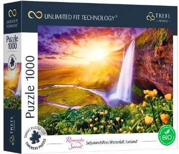 Puslespil TREFL UFT Romantic Sunset: Seljalandsfoss, Island – 1000 brikker