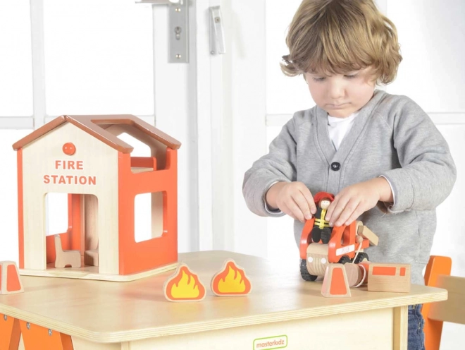 Træ mini brandstation Masterkidz