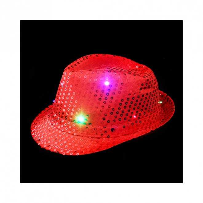 Discohat rød med LED-lys til voksne