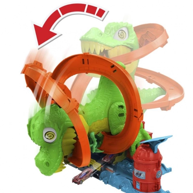 T-rex angriber brandstationen fra Hot Wheels city