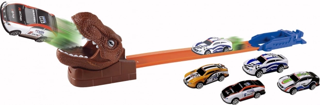 Affyringsbane Dino med 4 metalbiler