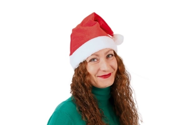 Julehue for voksne stof diameter 29 cm på kort til karneval