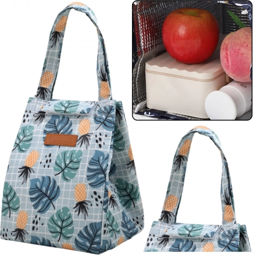 Isolerende termotaske Lunch Bag med blad- og ananasmotiv 25 cm