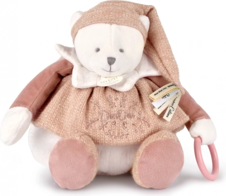 Gavesæt Plysbjørn Doudou med ring 30 cm rosa