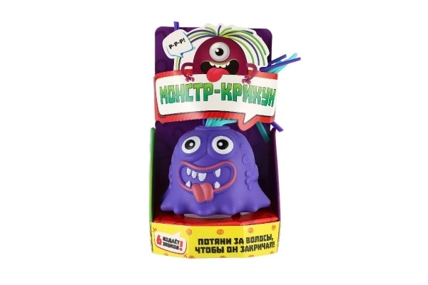 Monster med sugekop plastik 7cm på batteri med lyd, lys 3 farver i kassen 12 stk i æske