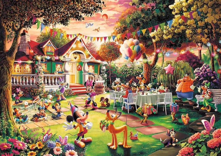 trefl puslespil fødselsdagsfest mickey mouse 1000 brikker premium plus