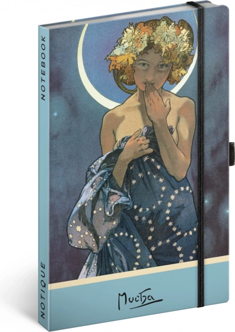 Notesbog Alfons Mucha – Luna, prikker 13 × 21 cm