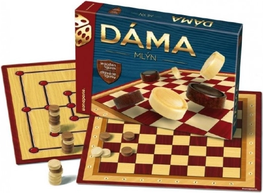 Dame og Mølle træbrikker brætspil